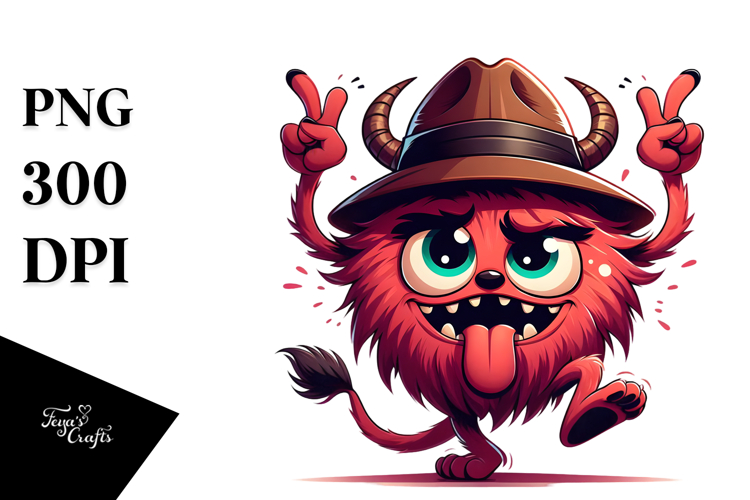 Cute Monster with Dramatic Despair PNG example image 1