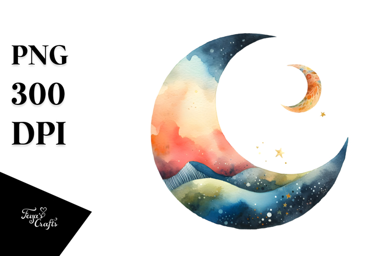 Simple Whimsical Moon PNG
