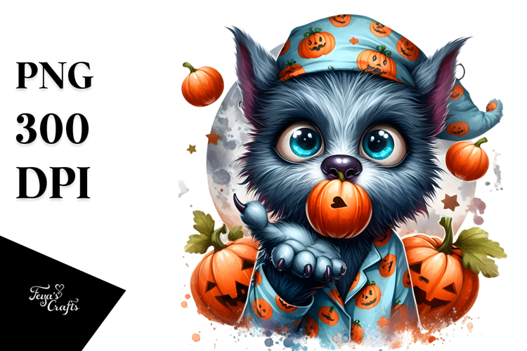 Funny Werewolf in Pajamas PNG