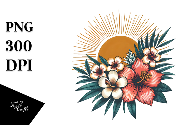 Vintage Tropical Sun Clipart Tshirt, 20 oz Tumbler