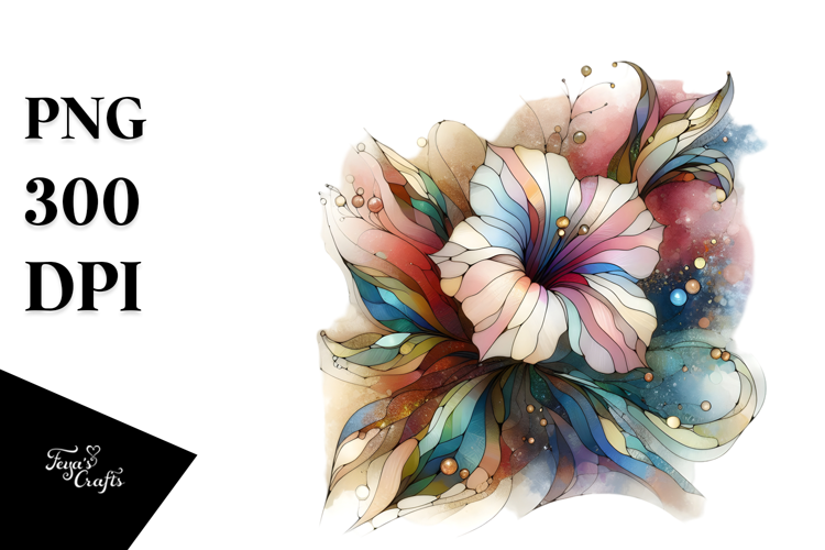 Abstract Stained Petunia, High-Quality PNG