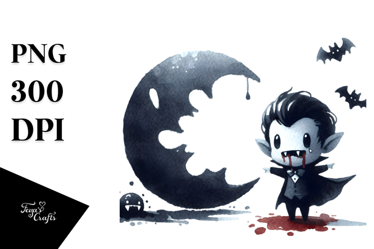 Simple Halloween Vampire Bite Watercolor PNG