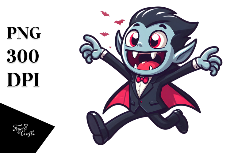 Dancing Vampire in Suit, Vector PNG example image 1