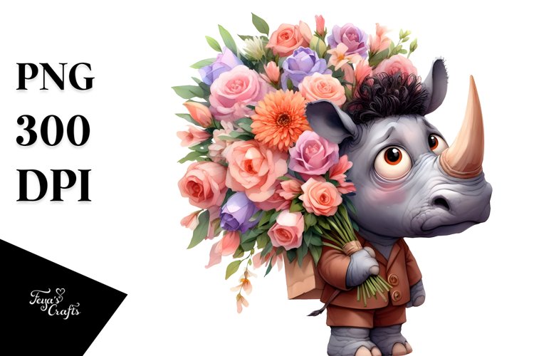 Rhino Large Flower Bouquet Sublimation example image 1