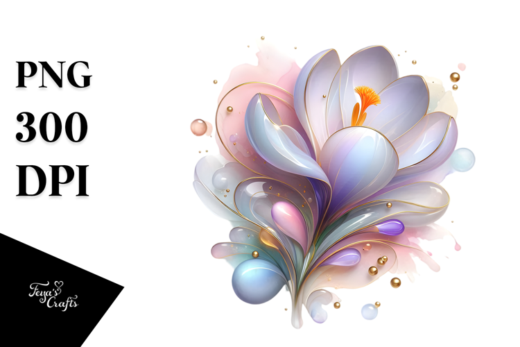 Abstract Pastel Glossy Crocus, PNG