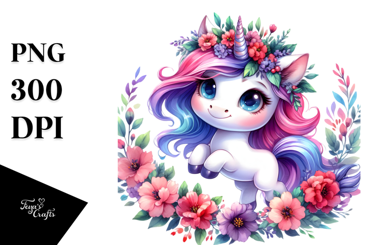 Cute Unicorn Sitting with Cool Haircut and Expressive Face,