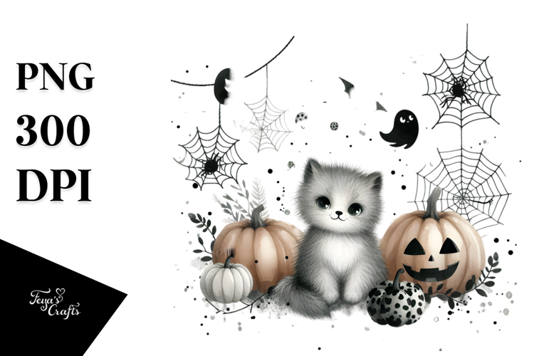 Halloween Cobweb with Animal Print Watercolor PNG