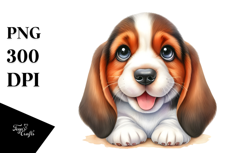 Adorable Basset Hound Puppy, Stylish PNG