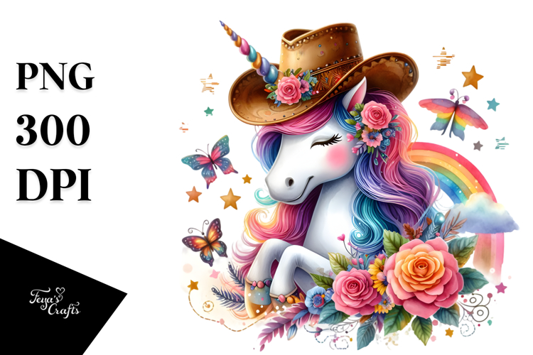 Colorful Unicorn Cowboy Hat Whimsical