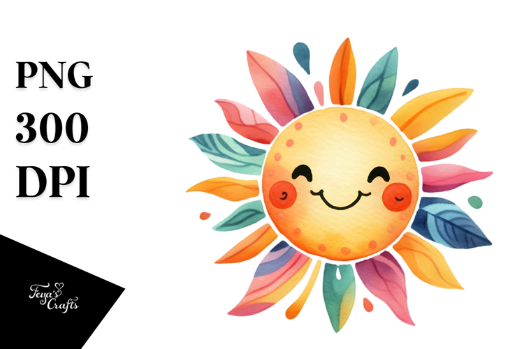 Colorful Smiling Sun PNG