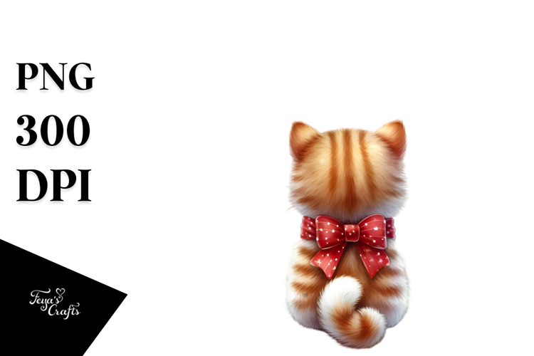 Cute Watercolor Cat with Christmas Decorations