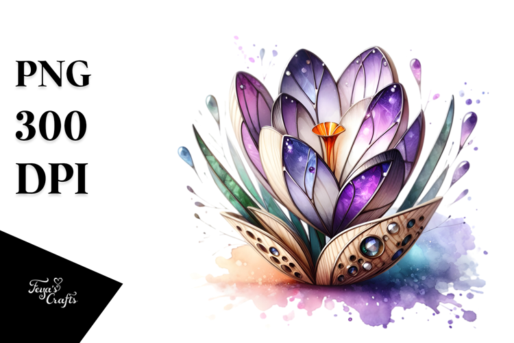 Stained Crocus Watercolor Splash