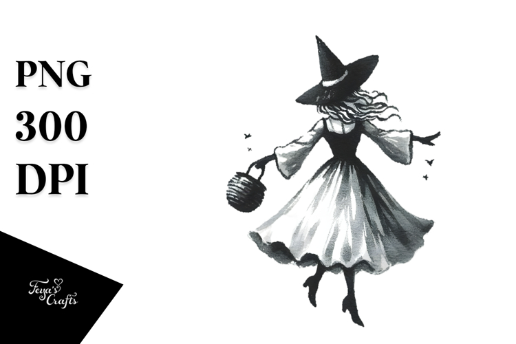Simple Retro Dancing Witch PNG