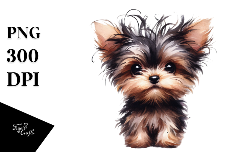 Expressive Watercolor Yorkipoo with Crazy Haircut, PNG