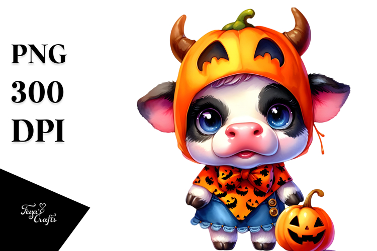 Cute Baby Cow, Watercolor PNG