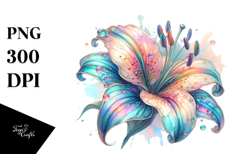 Lily Metallic Watercolor Splash PNG