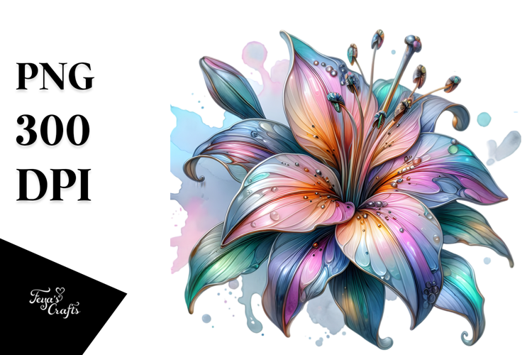 Lily Metallic Watercolor Splash PNG
