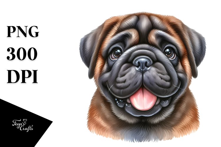 Watercolor Cute Bullmastiff Transparent PNG