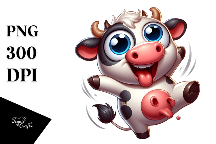 Cartoon Cow Dancing, Transparent PNG example image 1