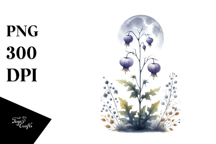 Simple Halloween Nightshade | Watercolor Style example image 1