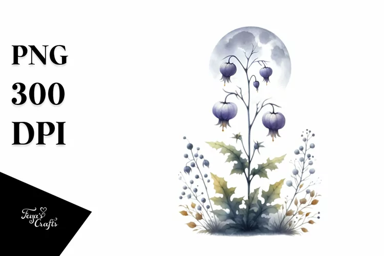 Simple Halloween Nightshade | Watercolor Style