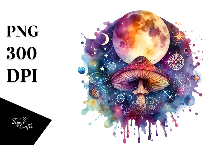 Magical Celestial Mushroom Tarot Splash PNG