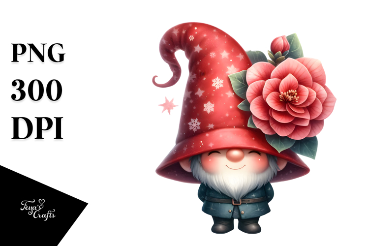 Watercolor GNOME with Begonia PNG