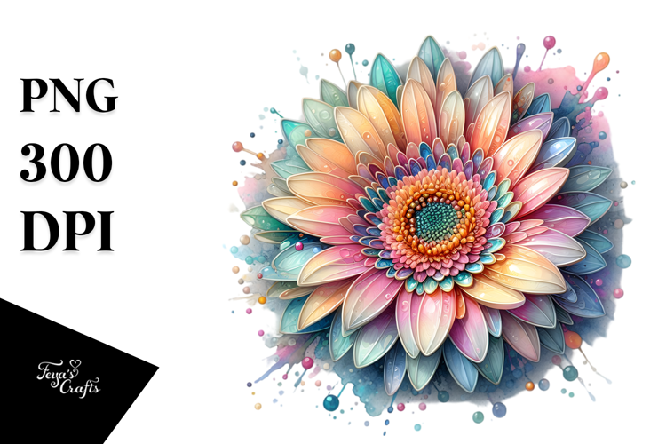 Gerbera Golden Watercolor Splash PNG