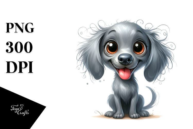 Cute Cartoon Weimaraner with Crazy Furr example image 1