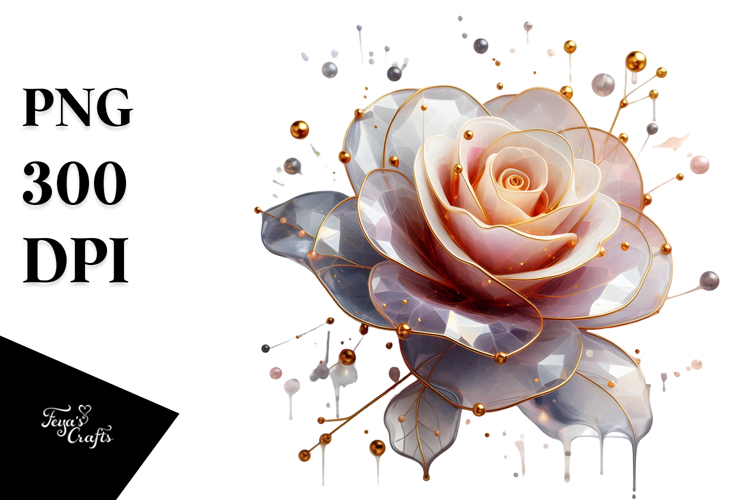 Rose with Golden Insertions PNG