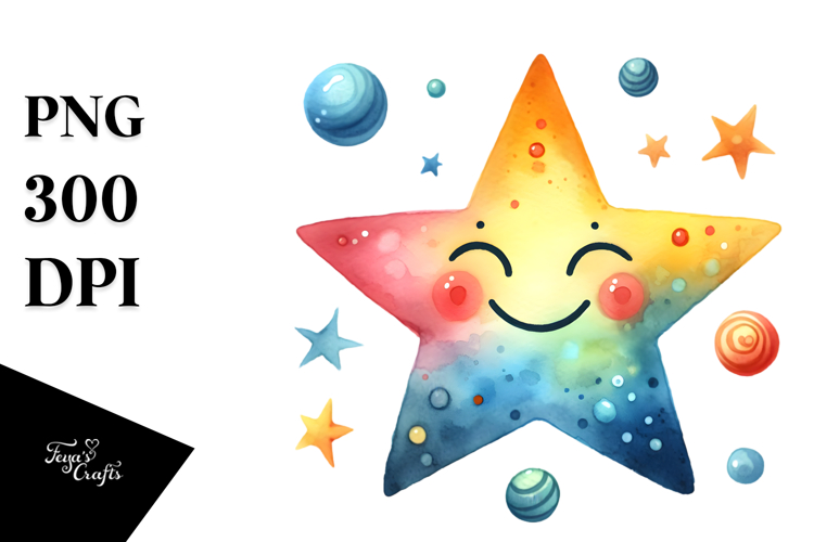 Very Simple Smiling Star PNG example image 1