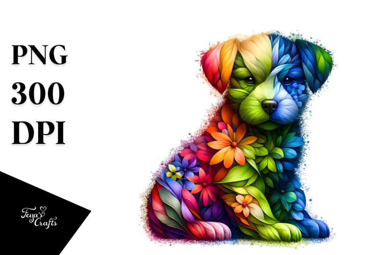Vibrant Watercolor Puppy with Flowers, 20 oz Tumbler