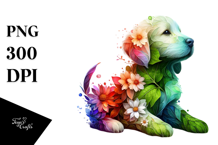 Vibrant Watercolor Puppy with Flowers, 20 oz Tumbler