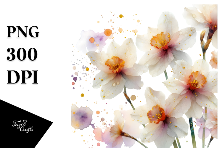 Abstract Narcissus Golden Insertions PNG