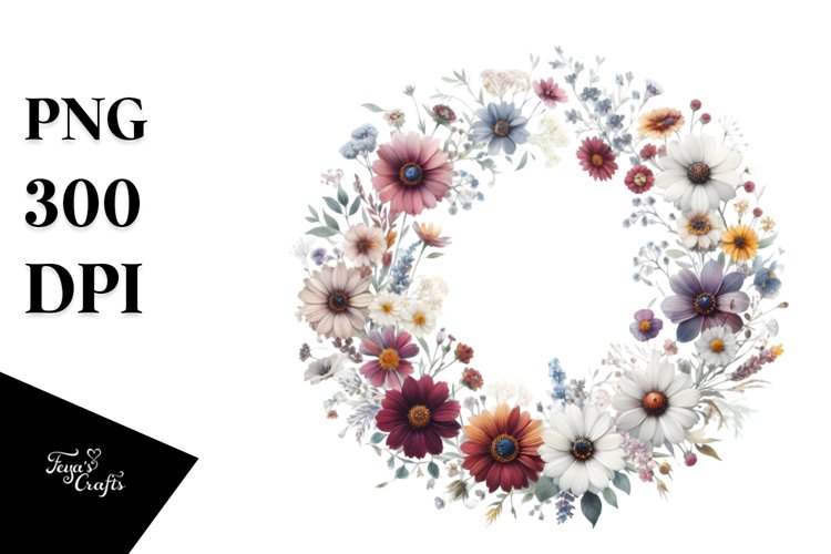 Centered Wildflowers Watercolor | Sublimation | Clipart