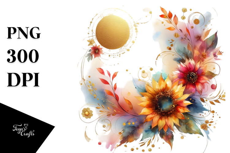 Vibrant Abstract with Sunflower | Sublimation Clipart