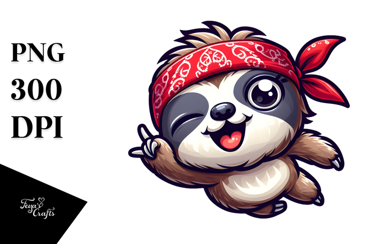 Cute Sloth Jumping Mid-Air, Transparent PNG