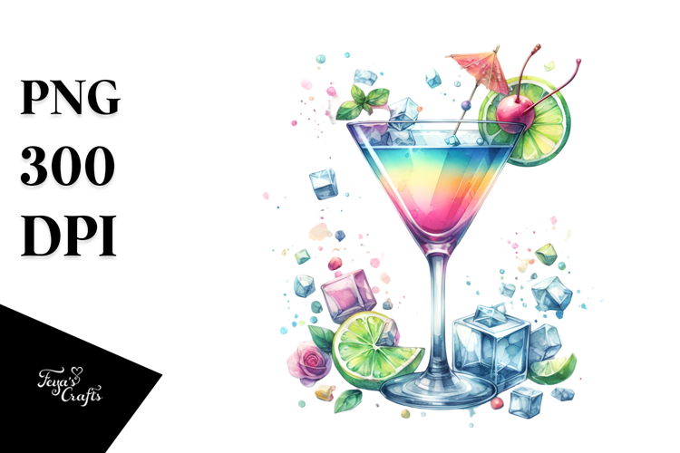 Watercolor Cocktail Clipart Image 2