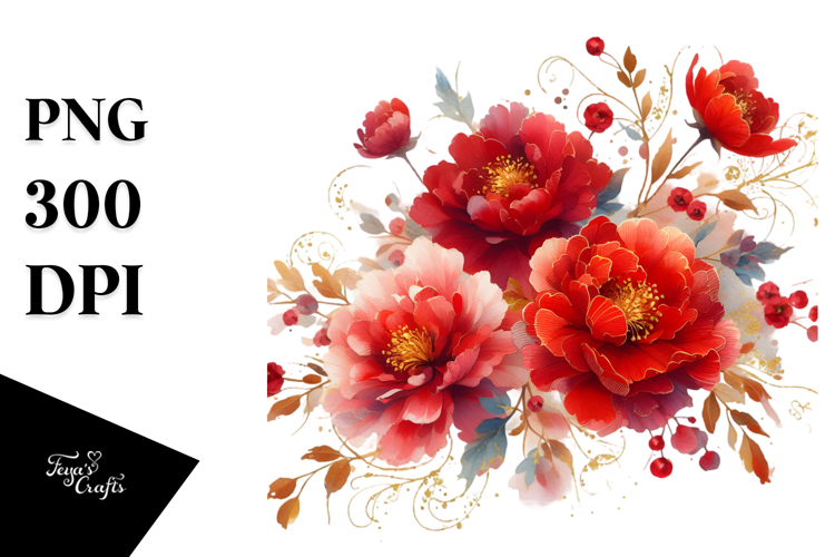 Red Flower Clipart Image 10