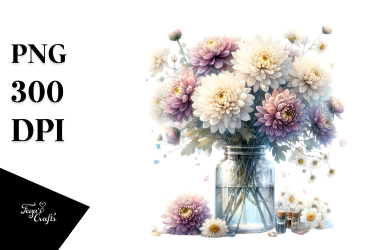 Bottle Filled with Large Chrysanthemum | Sublimation