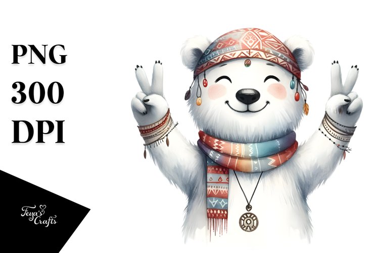 Victorious Polar Bear Clipart example image 1