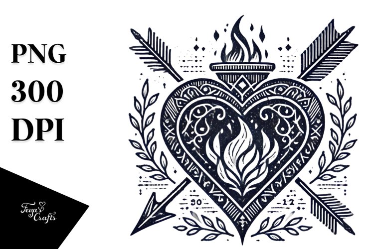 Vintage Stained Heart PNG