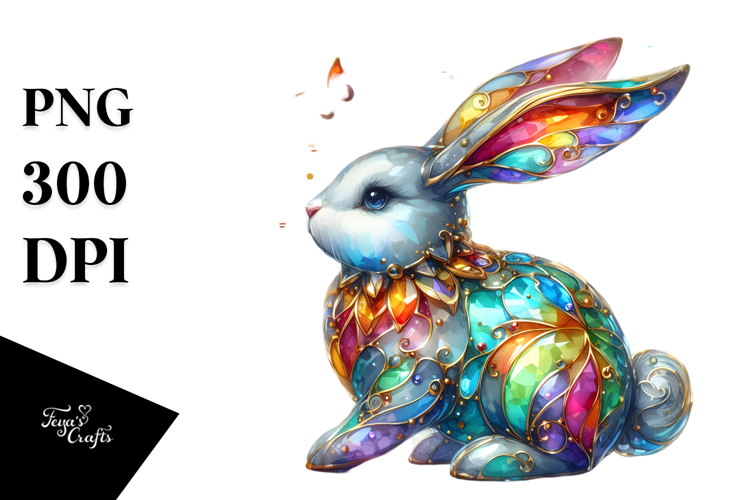 Colorful Bunny with Golden Insertions