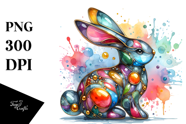 Colorful Bunny with Golden Insertions