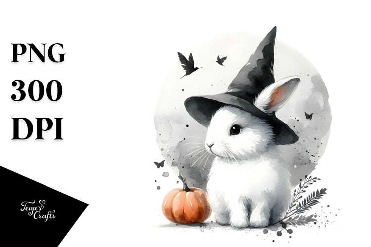 Simple Halloween Rabbit Design, White Background