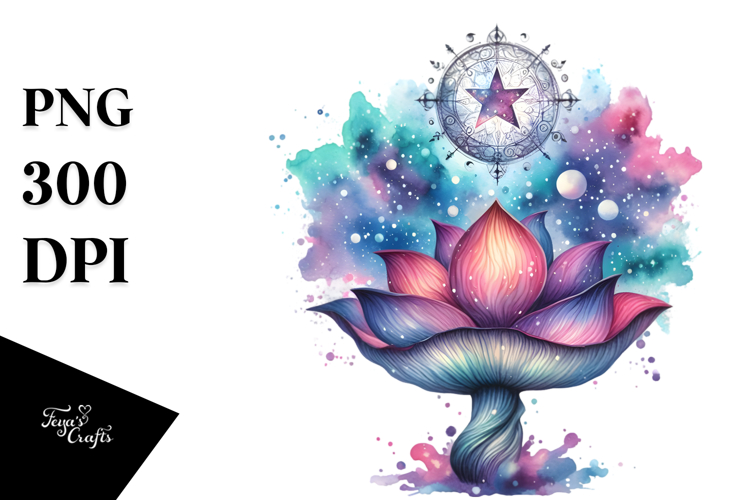 Colorful Magical Celestial Mushroom | Clipart