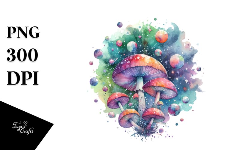 Colorful Magical Celestial Mushroom | Clipart