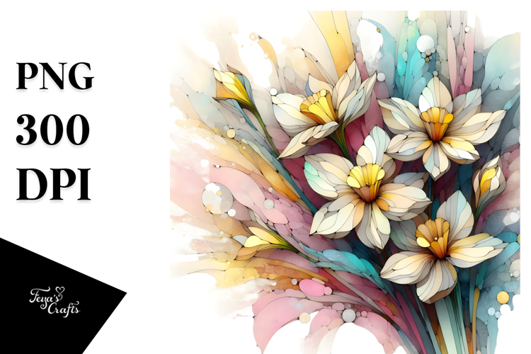 Abstract Pastel Wooden Stained Narcissus with Golden
