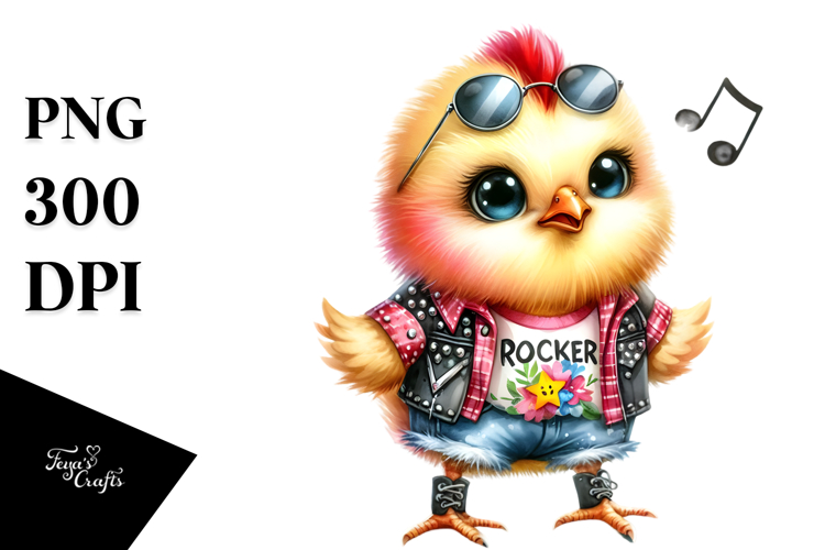 Cute Baby Chicken in Summer Clothes PNG