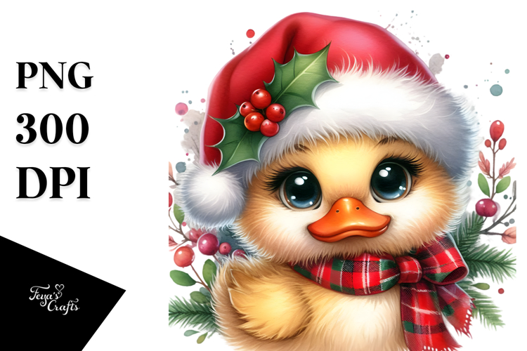 Cute Baby Duck Dressed for Christmas